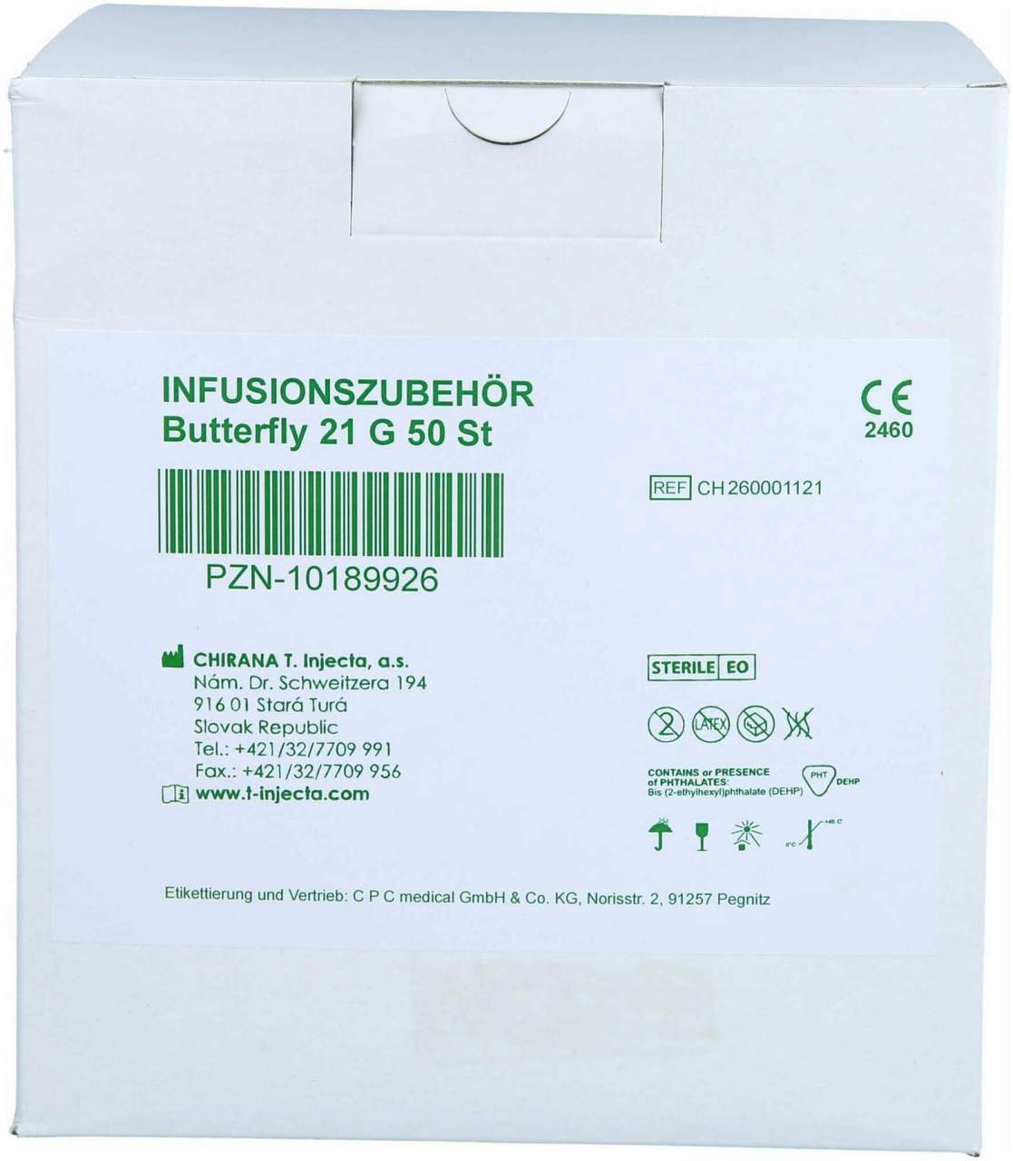 Butterfly Infusionszubehör 21 G Grün Cpc 50 Stück