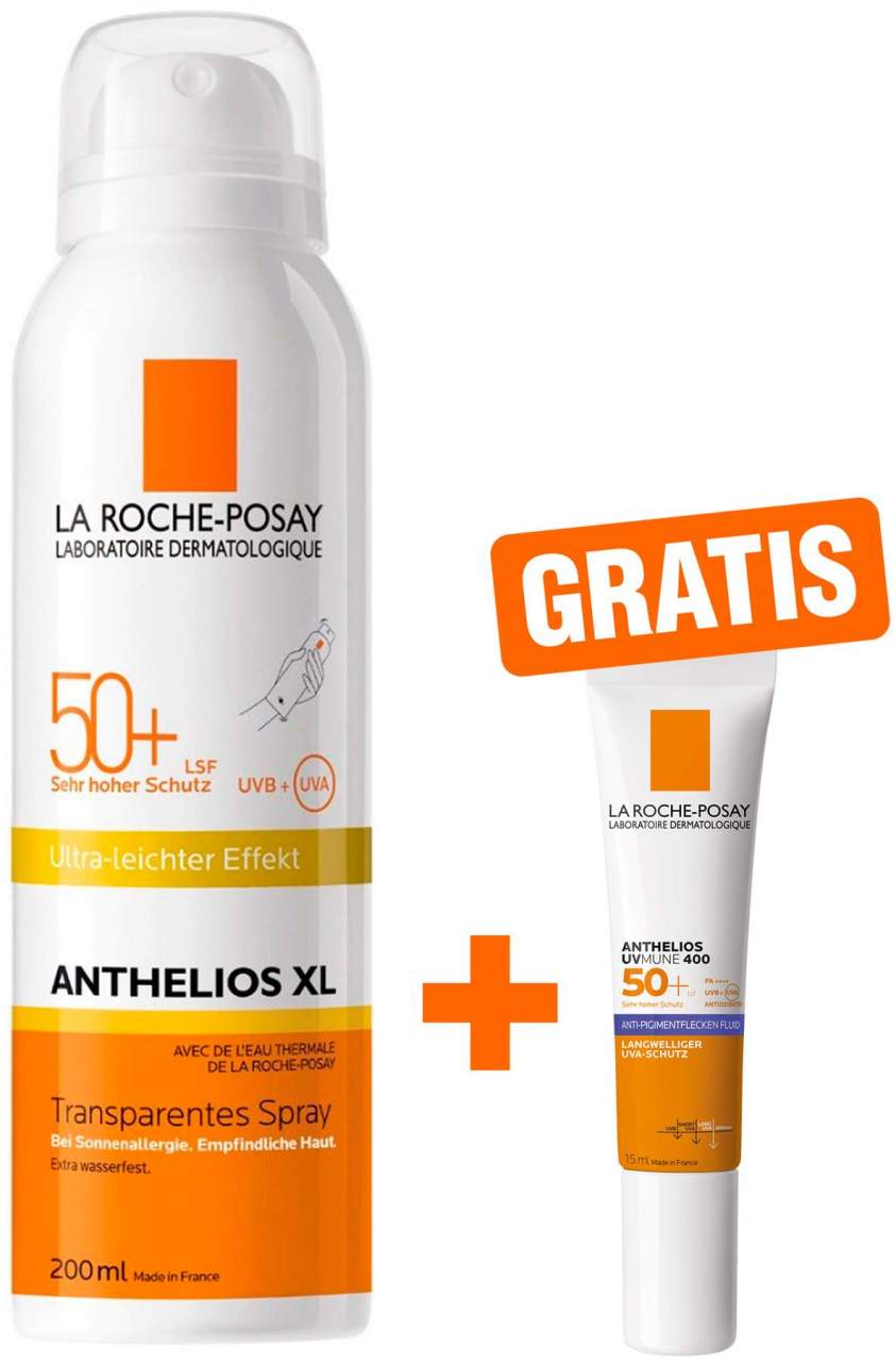 La Roche Posay Anthelios XL transparentes Körperspray LSF 50+ + gratis La Roche Posay Anthelios Anti-Pigment Fluid 15 ml - Sonnenschutz