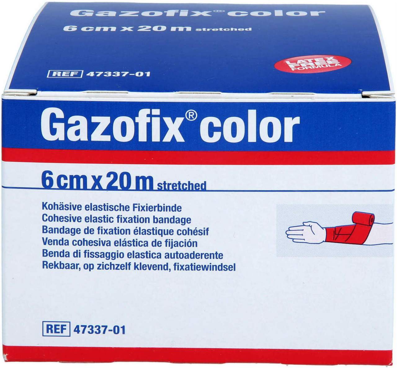 Gazofix Color Fixierbinde Kohäsiv 6 cm X 20 M Pink
