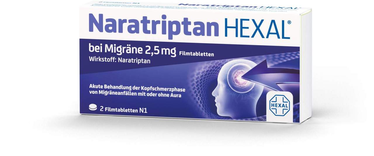 Naratriptan Hexal bei Migräne 2,5 mg 2 Filmtabletten
