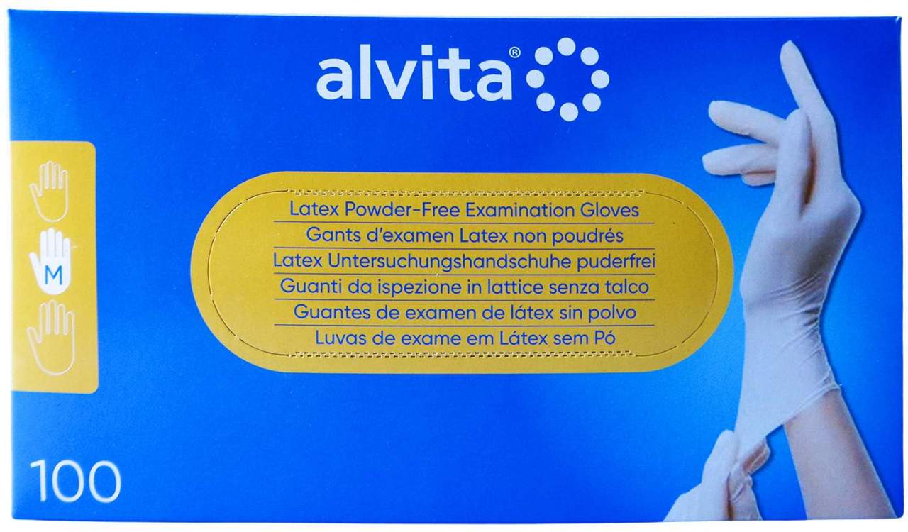 Alvita Latex Unt.Handschuhe Unsteril Puderfrei M