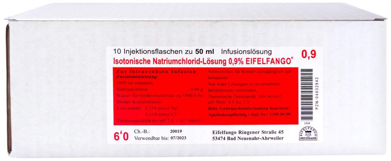 Isotonische Nacl Lösung 0,9% Eifelfango 10 X 50 ml Infusionslösung