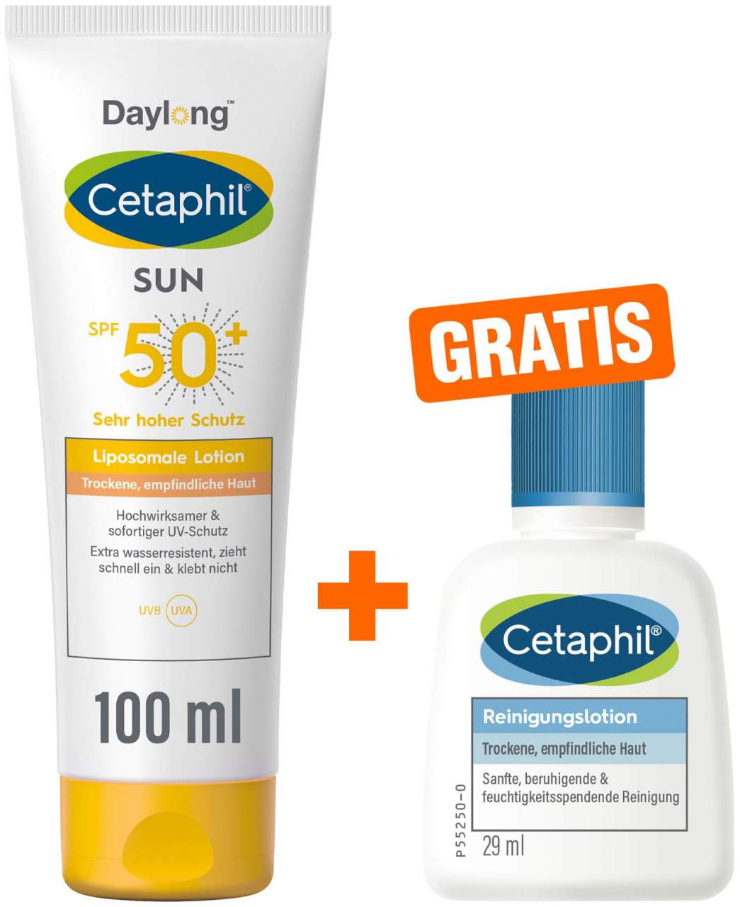 Cetaphil Sun Daylong SPF 50+ liposomale Lotion 100 ml + gratis Cetaphil Reinigungslotion 29 ml - Sonnenschutz