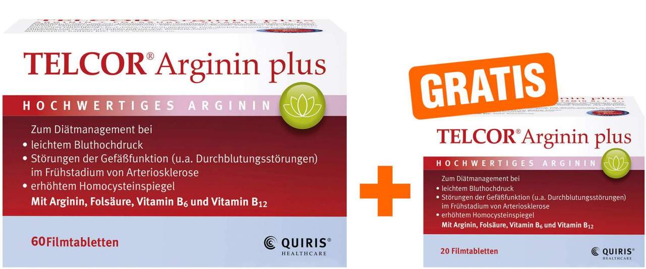 Telcor Arginin plus 60 Filmtabletten + gratis Telcor Arginin Plus 20 Filmtabletten