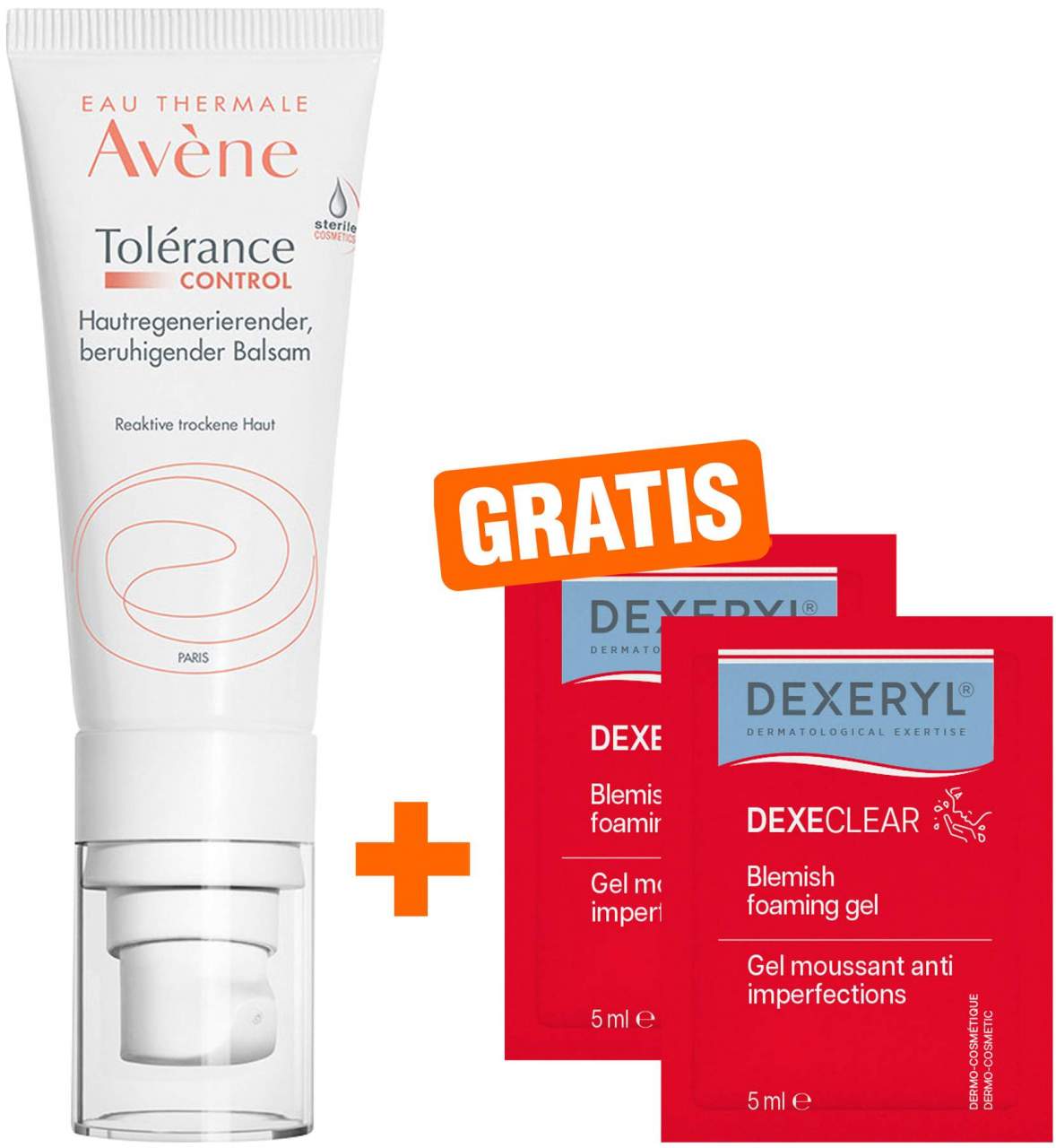 Avene Tolerance Control Balsam 40 ml + gratis Dexeryl Dexeclear schäumendes Reinigungsgel 2 x 5 ml