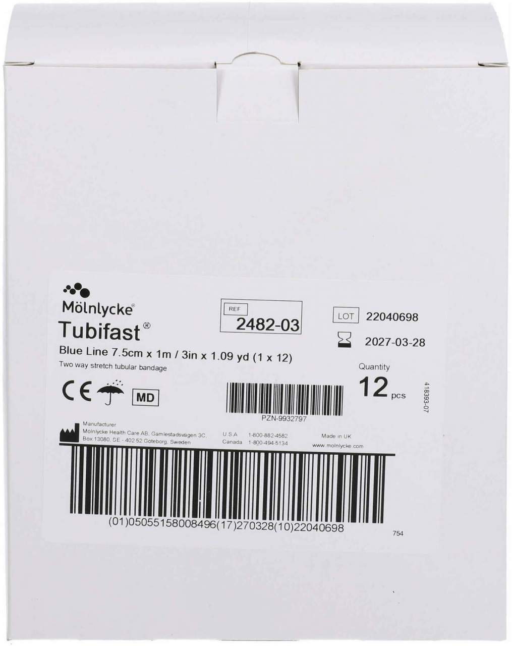 Tubifast 2-Way Stretch 7,5 cm X 1 M Blau 12 Stück