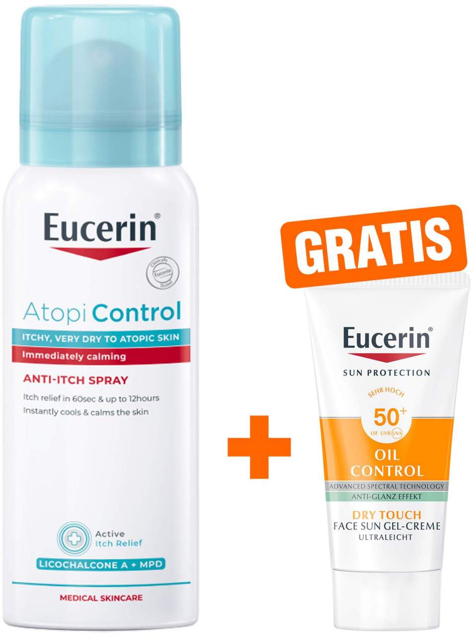 Eucerin AtopiControl Anti Juckreiz 50 ml Spray + gratis Eucerin Sun Gel-Creme Control 20 ml