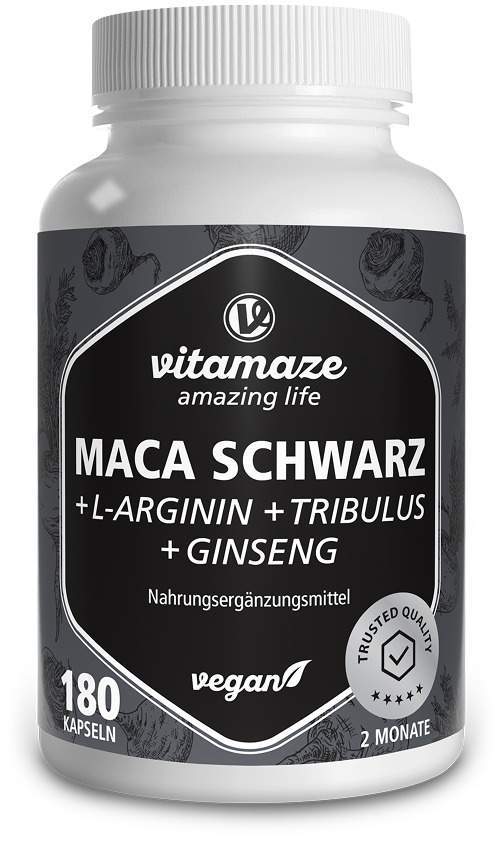 Maca Schwarz + Tribulus + Ginseng Komplex 180 Kapseln