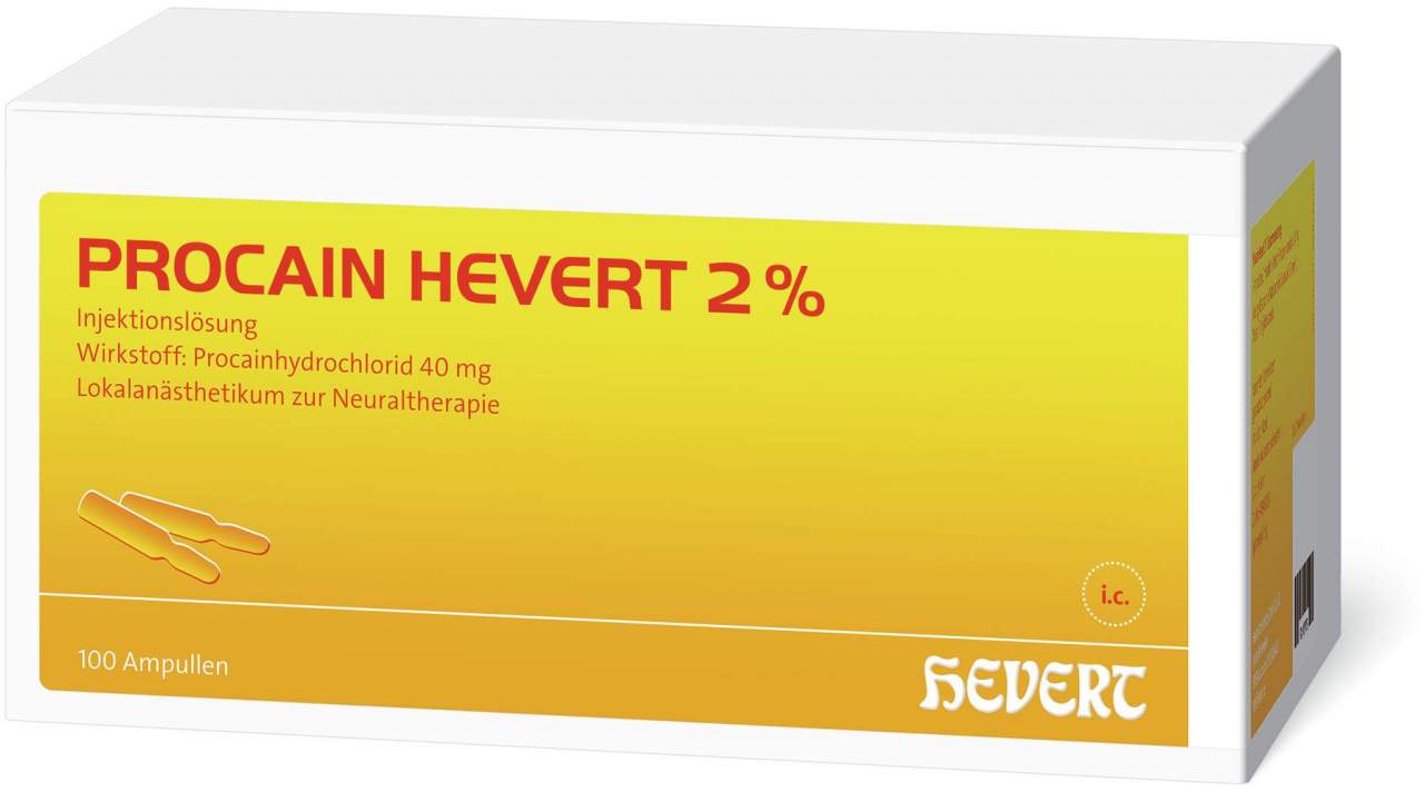 Procain Hevert 2% Injektionslösung 100 Ampullen
