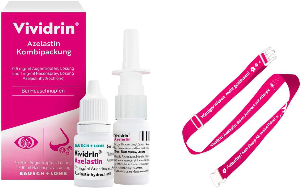 Vividrin Azelastin 1 Kombipackung + gratis Kofferband 1 Stück