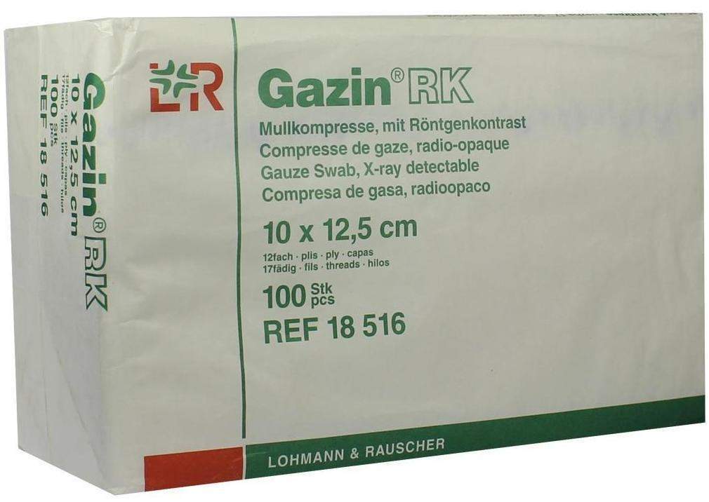 Gazin Kompressen 10x12,5cm 12fach Unsteril Mit Röntgenkontrast