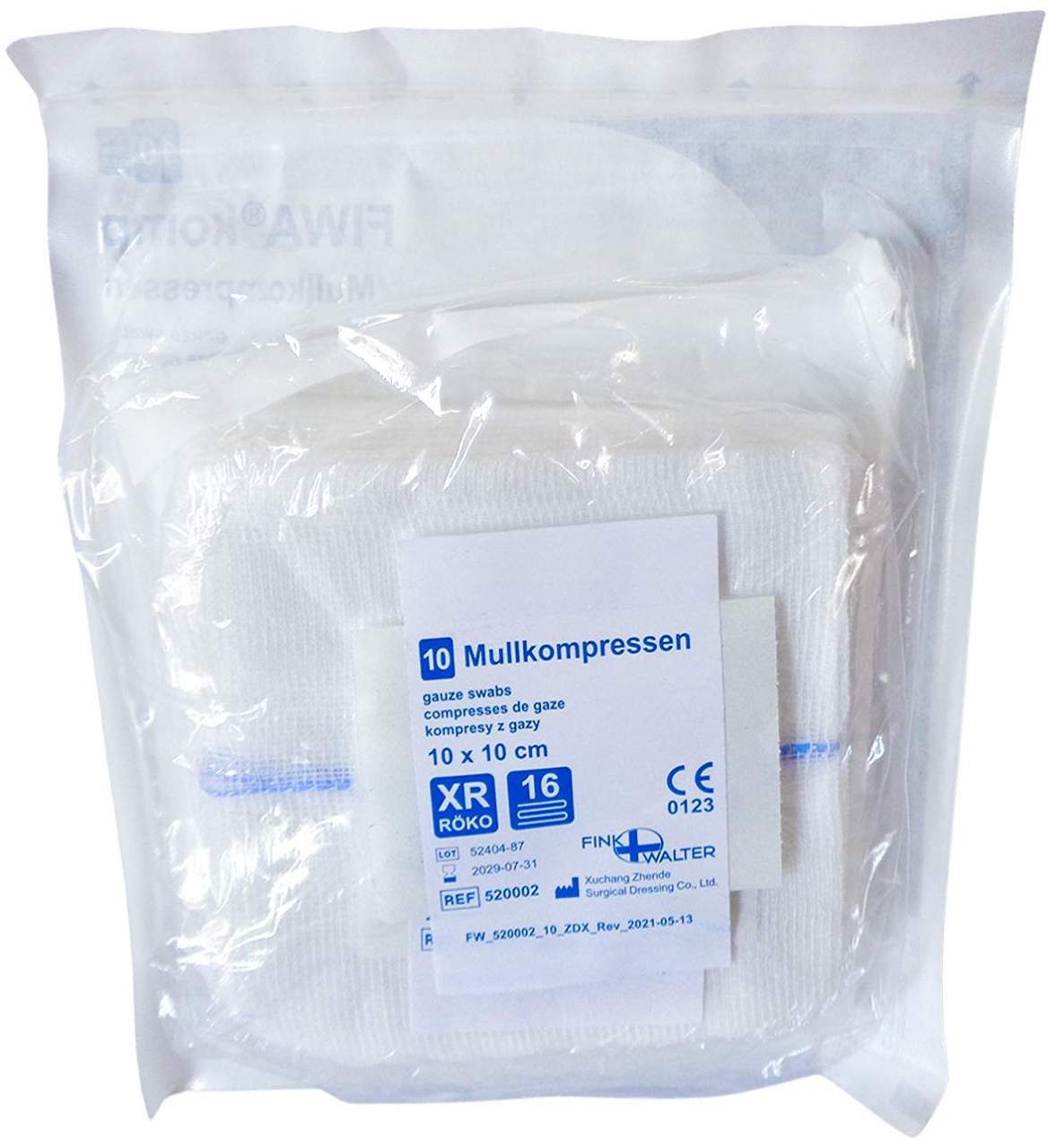Mullkompressen 10x10 cm Steril 16fach Rk Fiwakomp