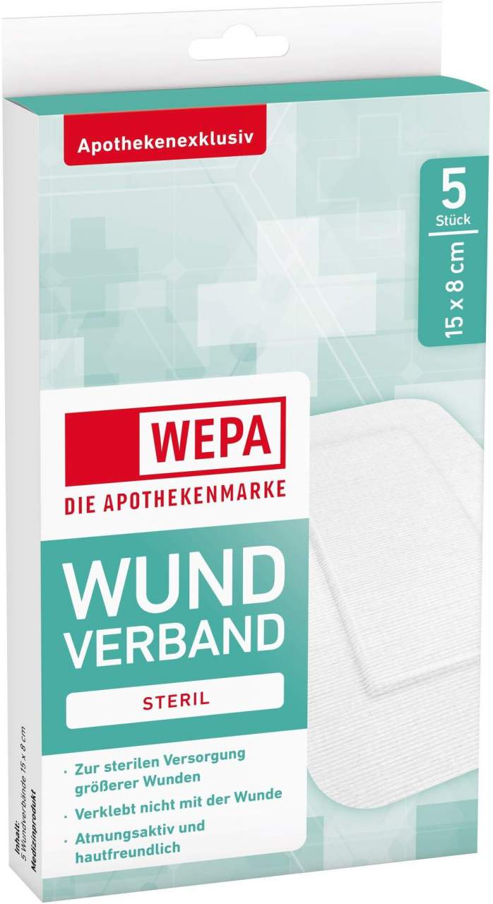 WEPA Wundverband 8 X 15 cm Steril 5 Stück