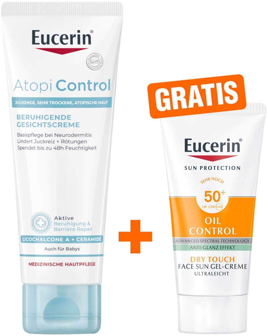 Eucerin AtopiControl Gesichtscreme 50 ml + gratis Eucerin Sun Gel-Creme Oil Control 20 ml