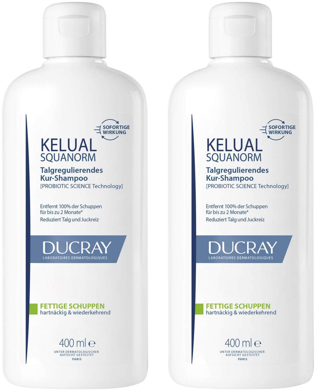 Ducray Kelual Squanorm fettige Schuppen 2 x 400 ml Shampoo