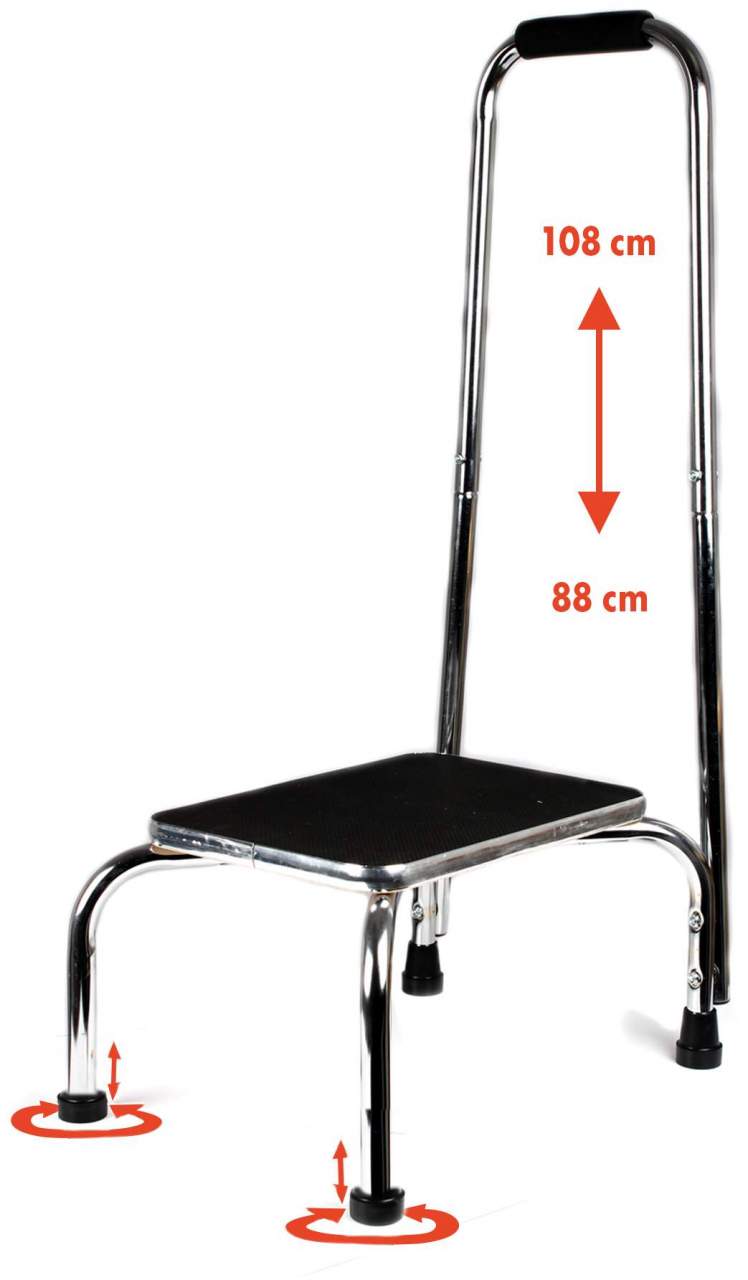 Trittstufe mit höhenverstellbarem Haltegriff 88 - 108 cm