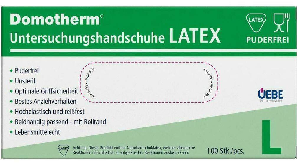 Domotherm Unt.Handschuhe Latex Unsteril Pf L Wei s