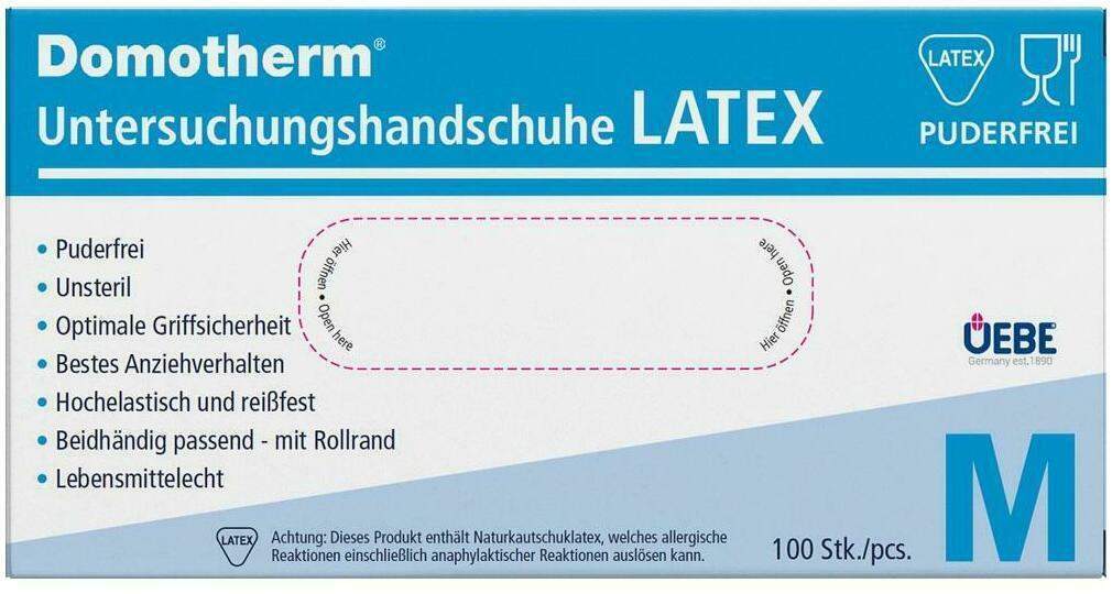 Domotherm Unt.Handschuhe Latex Unsteril Pf M Wei s